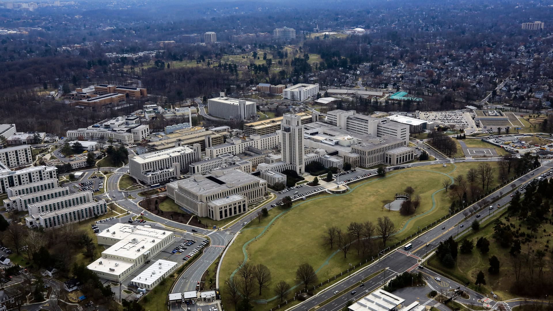 Aerial photo of Walter Reed National Military Medical Center in Bethesda Maryland