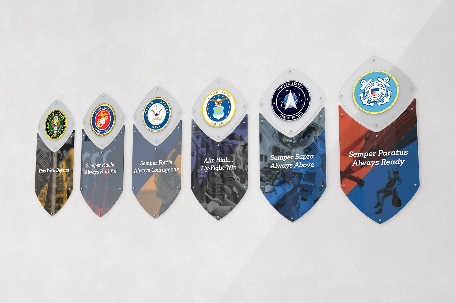 Military Service Branches with Official Mottos and Emblems